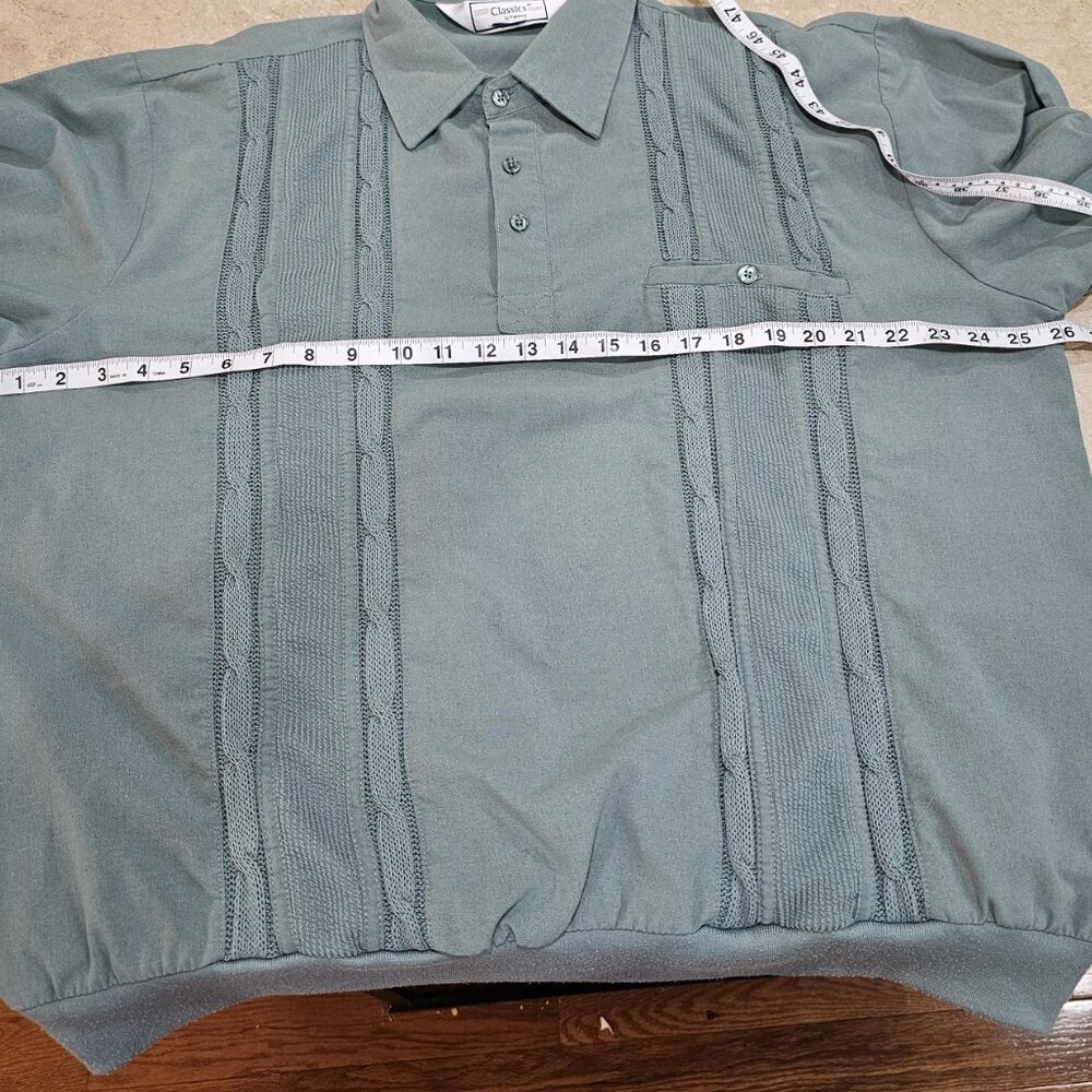 Vintage Men's Classics by Palmland Collar Shirt Sage Green Banded Waist Size XL - Picture 3 of 7